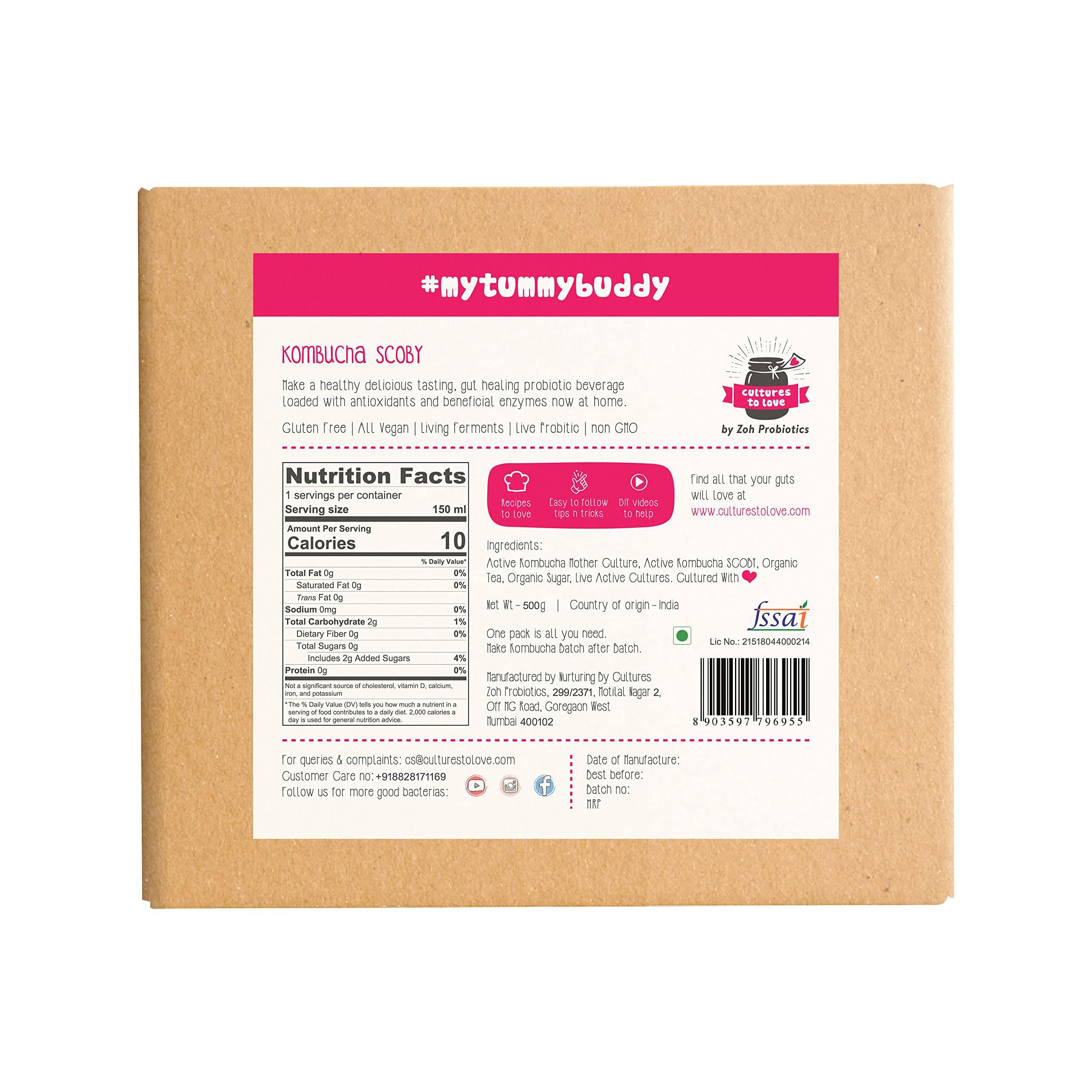 Zoh Zoh Probiotics Kombucha Scoby - Starter Culture With Mother - Live, Raw And Unfiltered - Diy Make Endless Batches- Lab Tested - No Vinegar Or Artificial Flavours Added