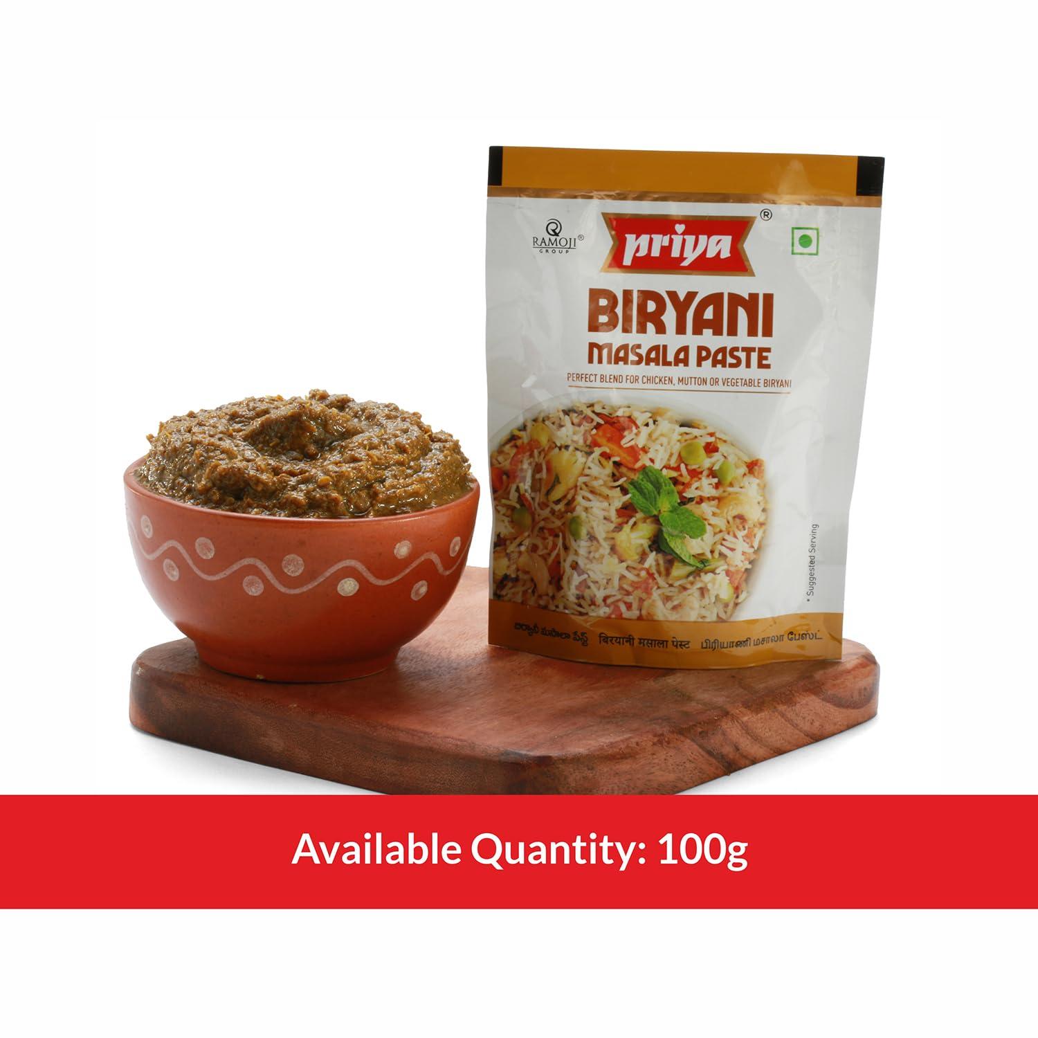 Priya Priya Biryani Masala Paste -100G (Pack Of 4) | Ready To Cook | Naturally Processed | Authentic Aroma And Flavour For Cooking, Vegetable Masala