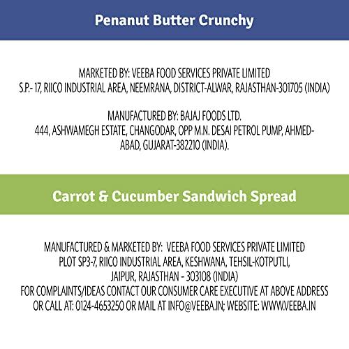 VEEBA VEEBA Breakfast - Carrot N Cucumber Sandwich Spread 250g, & Peanut Butter Crunchy Jar 340g Combo