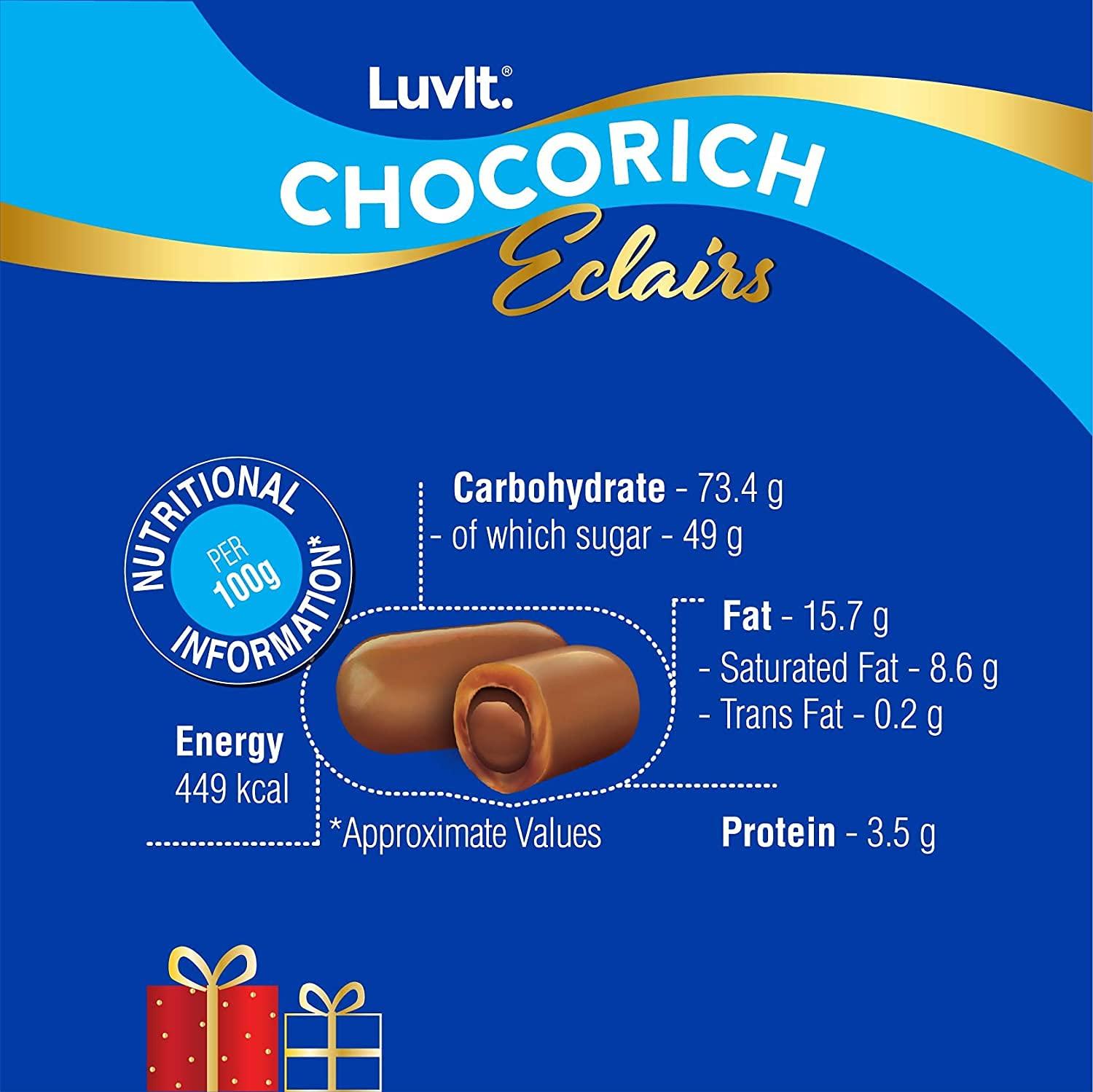 LuvIt. LuvIt. Chocorich Classic Eclairs Chocolate | Birthday Party Pack | Pack Of 2 - 390 Gm