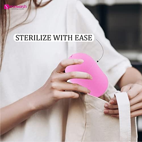 Senziwash Senziwash Menstrual Cup Sterilizer and Case | Easy-To-Use | Kills 99% Of Germs In 3 Minutes | Microwave Friendly | Reusable Silicone Sterilizing Holder (Sterilizer & Case (Pink))