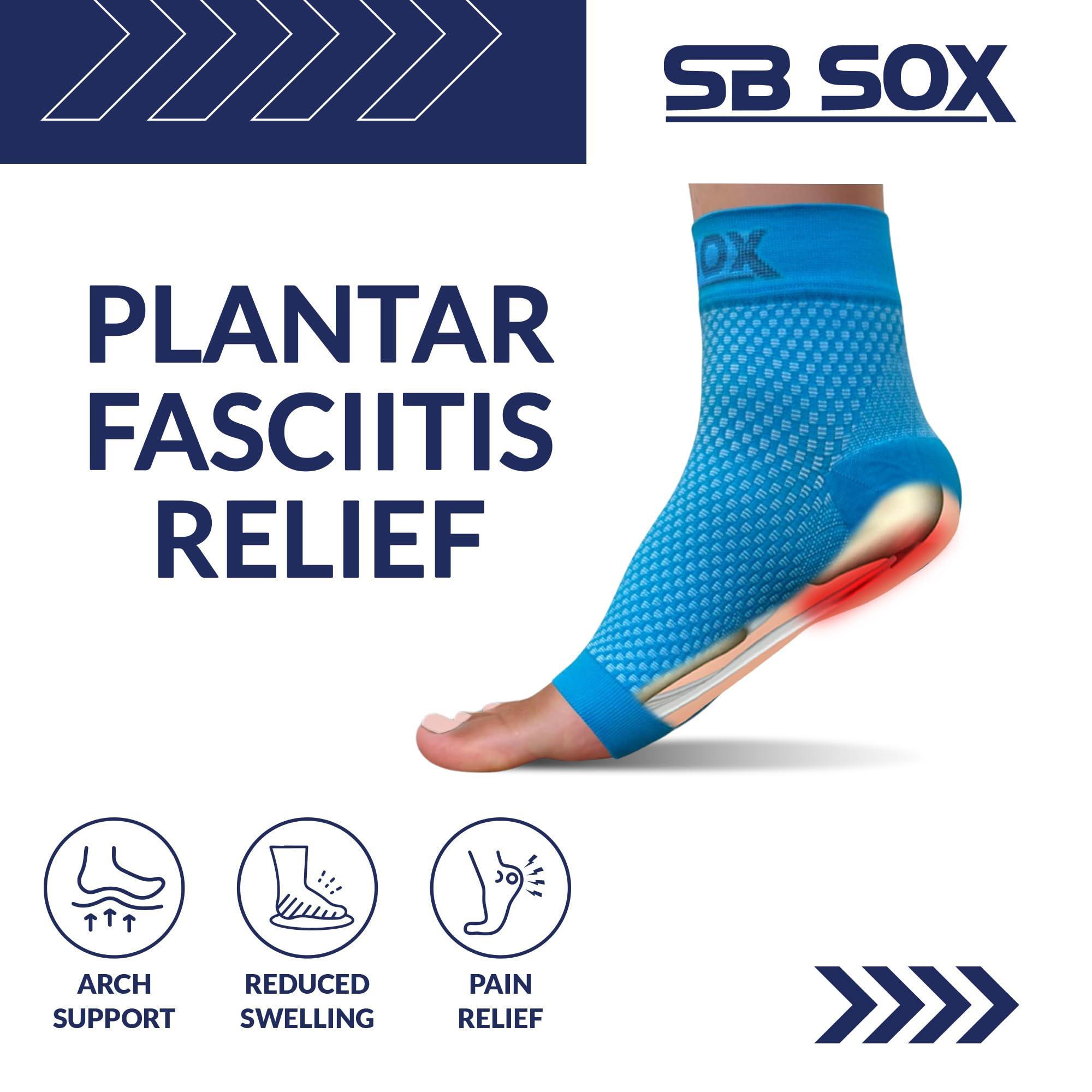 SB SOX SB SOX Compression Foot Sleeves for Men & Women - Best Plantar Fasciitis Socks for Plantar Fasciitis Pain Relief, Heel Pain, and Treatment for Everyday Use with Arch Support (Blue, Medium)