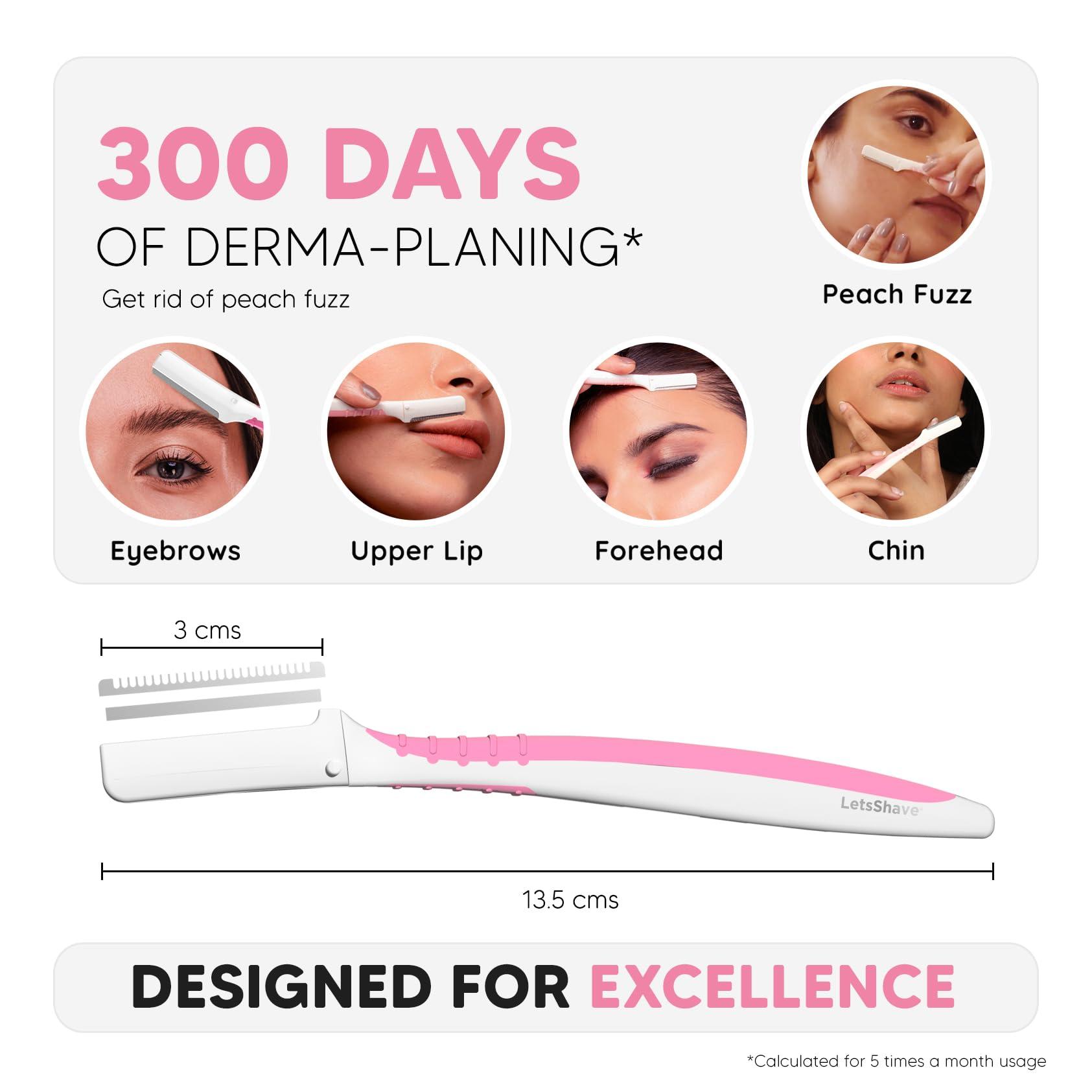 LetsShave LetsShave Evior Face & Eyebrow Razor For Women - Pack of 6 + Free Transparent Shave Gel 15ml | Skin-Safe Hair Removal Razors | For Eyebrows, Upper Lip, Forehead, Peach Fuzz | 300 Days of Dermaplaning