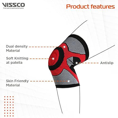 Vissco Vissco 3D Knee Cap (Mild Support), Knee Support for Pain Relief, Knee Injury, Braces for Walking, Running, Gym, Workout, Weightlifting (Single)- Medium (Grey)