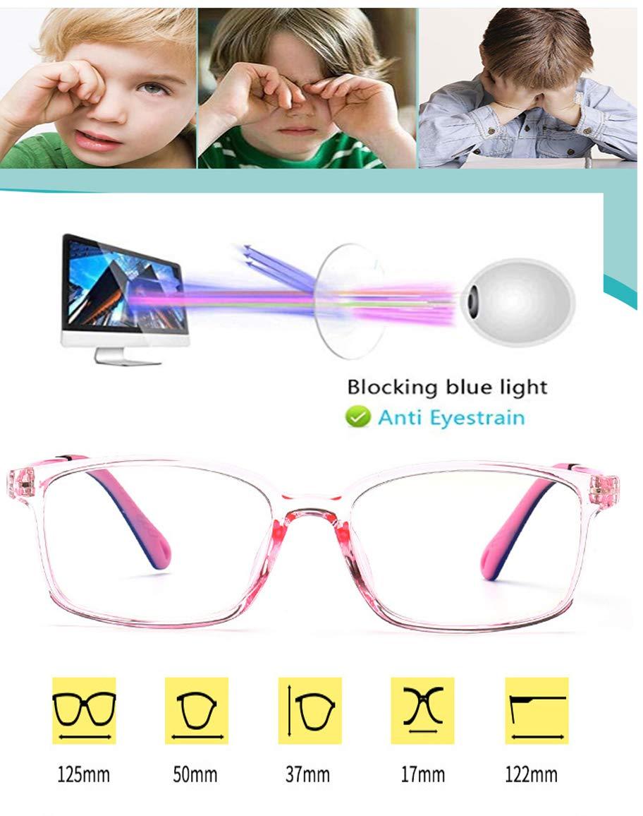 FOURCHEN FOURCHEN Anti Blue Light Glasses for Kids Computer Glasses,UV Protection Eyeglasses for Kids Blue Light Blocking Glasses, Video Gaming Glasses for Children (Clear Pink)
