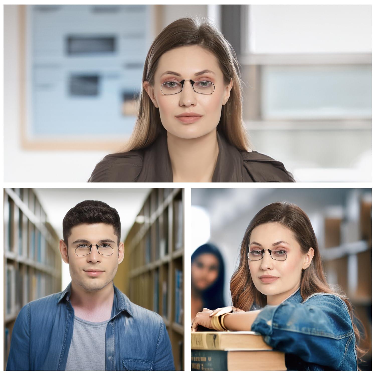 YOURSPEX YOURSPEX Nose Clip Reading Eyeglasses | Black Pod Case | Clear Frame (2.00 Lens Power, Black)