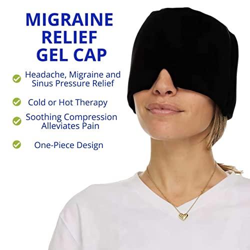 FamlyMart Migraine Relief Cap for Migraines, Headaches, Sinuses, Tension Relief Headache Relief Cap for Men & Women Hot and Cold Therapy Relaxing Thermax Migraine Cap, Migrane Relaxing Cap (Blue)