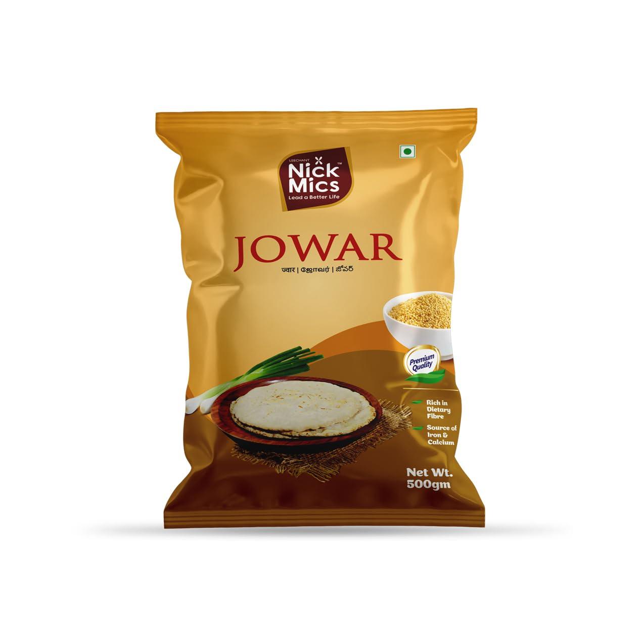 Nickmics Jowar Millets | 500 g | Millets | Nick Mics Jowar 500 gm | Desi Jowar | Gluten Free | Jowar Millets Jowar | Jowar Millet Best for Diabetes| High Plant Protein & Fiber Rich Desi Jowar