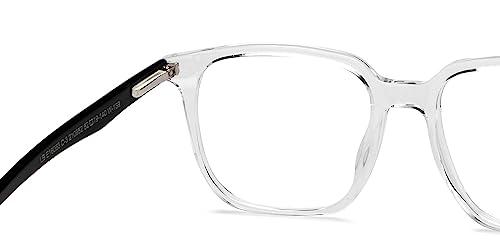 LENSKART BLU LENSKART BLU | Zero Power Blue Cut Computer Glasses | Anti Glare, Lightweight & Blocks Harmful Rays | UV Protection Specs | Transparent Black | Men & Women | Large | LB E16063