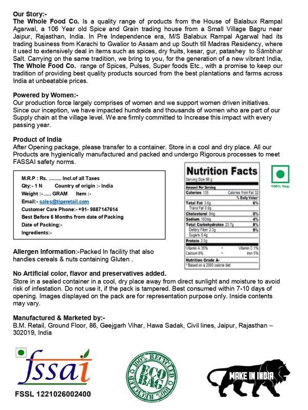 The Whole Food Co. The Whole Food Co. Best Shahi Paneer Masala, 100 Gm