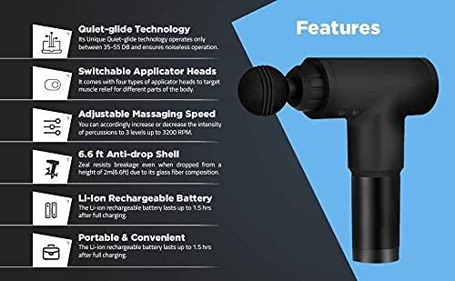 JENICO WORLD JENICO WORLD Massage Gun for Muscles Deep Tissue,Percussion and Muscle Massager, Handheld Hyper-volt Massage Device Back, Shoulder Massager With 4 Attachments