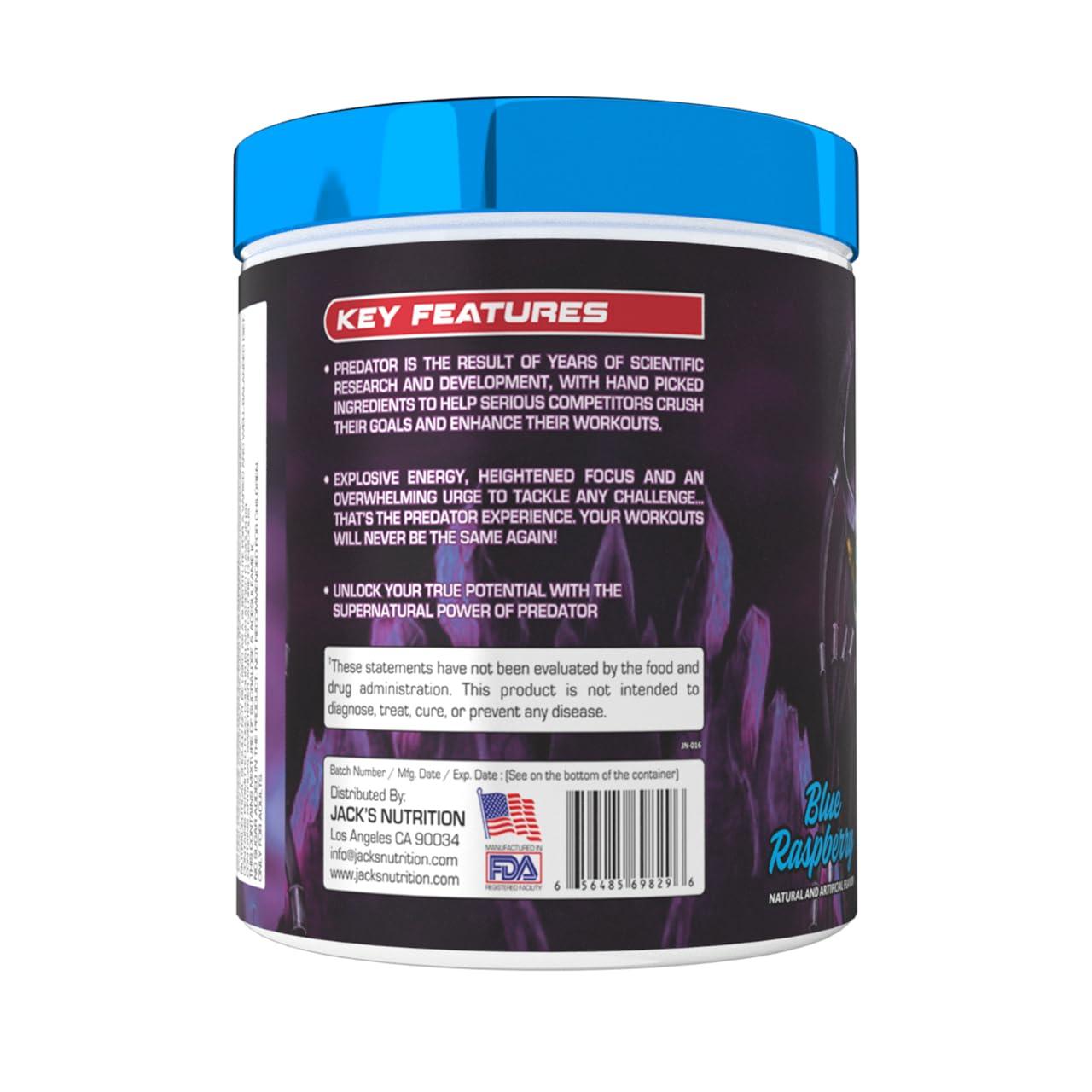 JACK\'S NUTRITION JACKS NUTRITION PREDATOR 30 Serv. Pre Workout, 4000 mg Beta Alanine & 1000 mg Creatine for Endurance, 1000mg L-Argenine for Pump, 200 mg Caffeine for Energy. (ORANGE MANGO)-UPC-656485852520