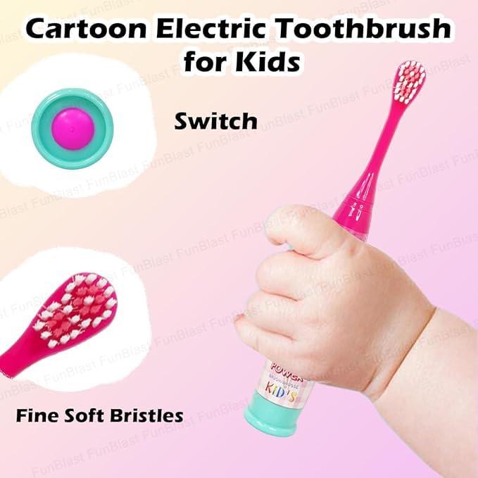 NavaFresh Basics Aarnik Collections Sonic Powered Battery Operated Electric Toothbrush with Extra Toothbrush head for Girls, Boys and Children Electric Toothbrush for Kids (Pink)