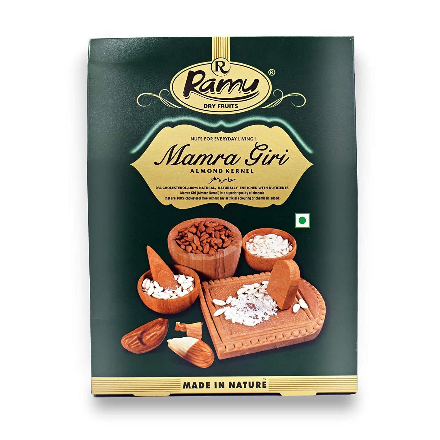 Ramu Ramu Premium Afgani Mamra Giri Almonds. Mamra Almonds badam Giri Nuts (500GM(250X2))