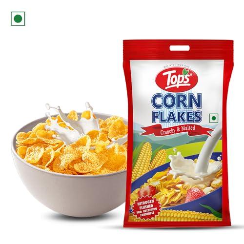 TOPS TOPS Corn Flakes 1 kg (500 gm *2 pouch) | No Added Flavour| Low Fat & Low Cholesterol | Dietary Fibre | Deliciously Crunchy | Breakfast Cereal