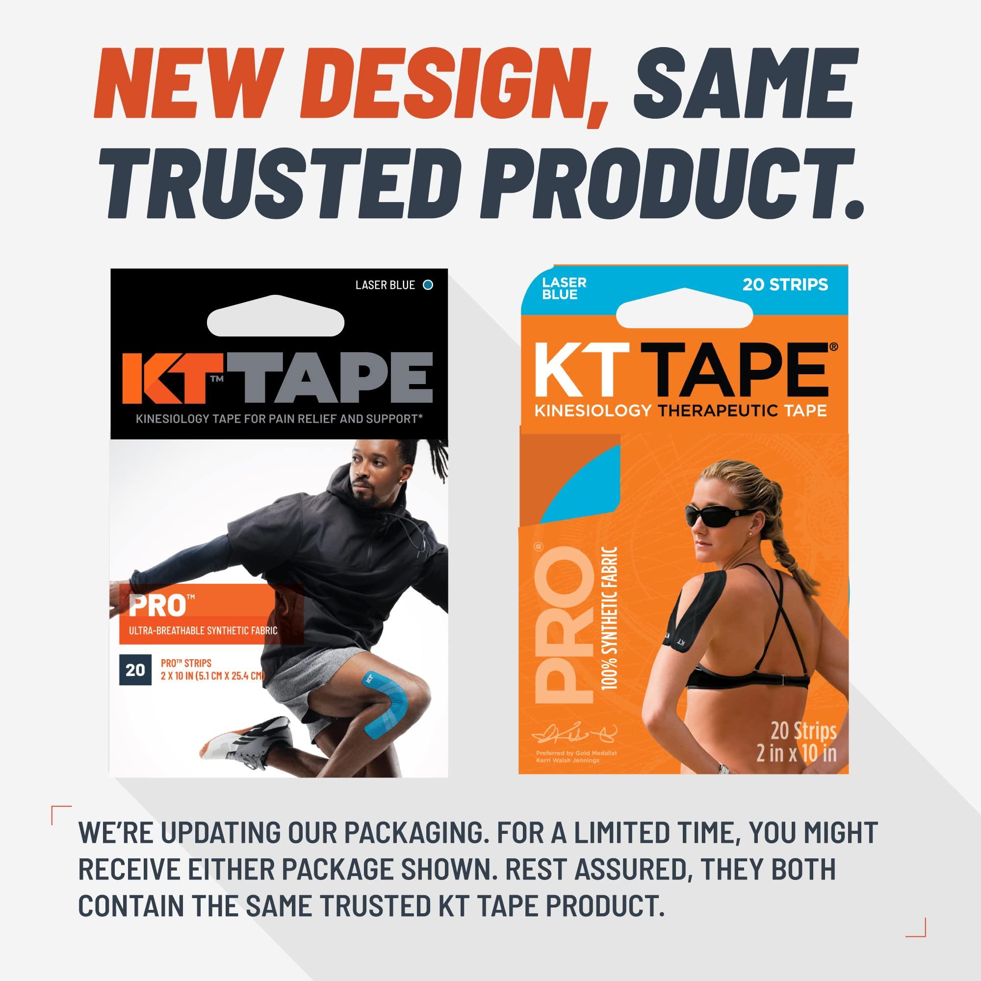 KT TAPE KT Tape Pro Synthetic Elastic Kinesiology 20 Pre-Cut 10-inch Strips Therapeutic Tape, Jet Black