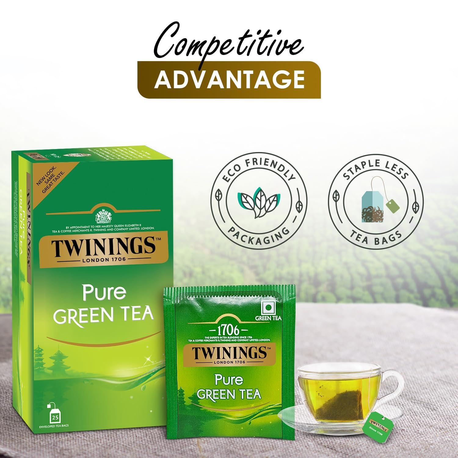 Twinings Twinings Pure Green Tea, 25 Teabags, Green Tea, Perfectly Balanced & Refreshing., 50 Grams