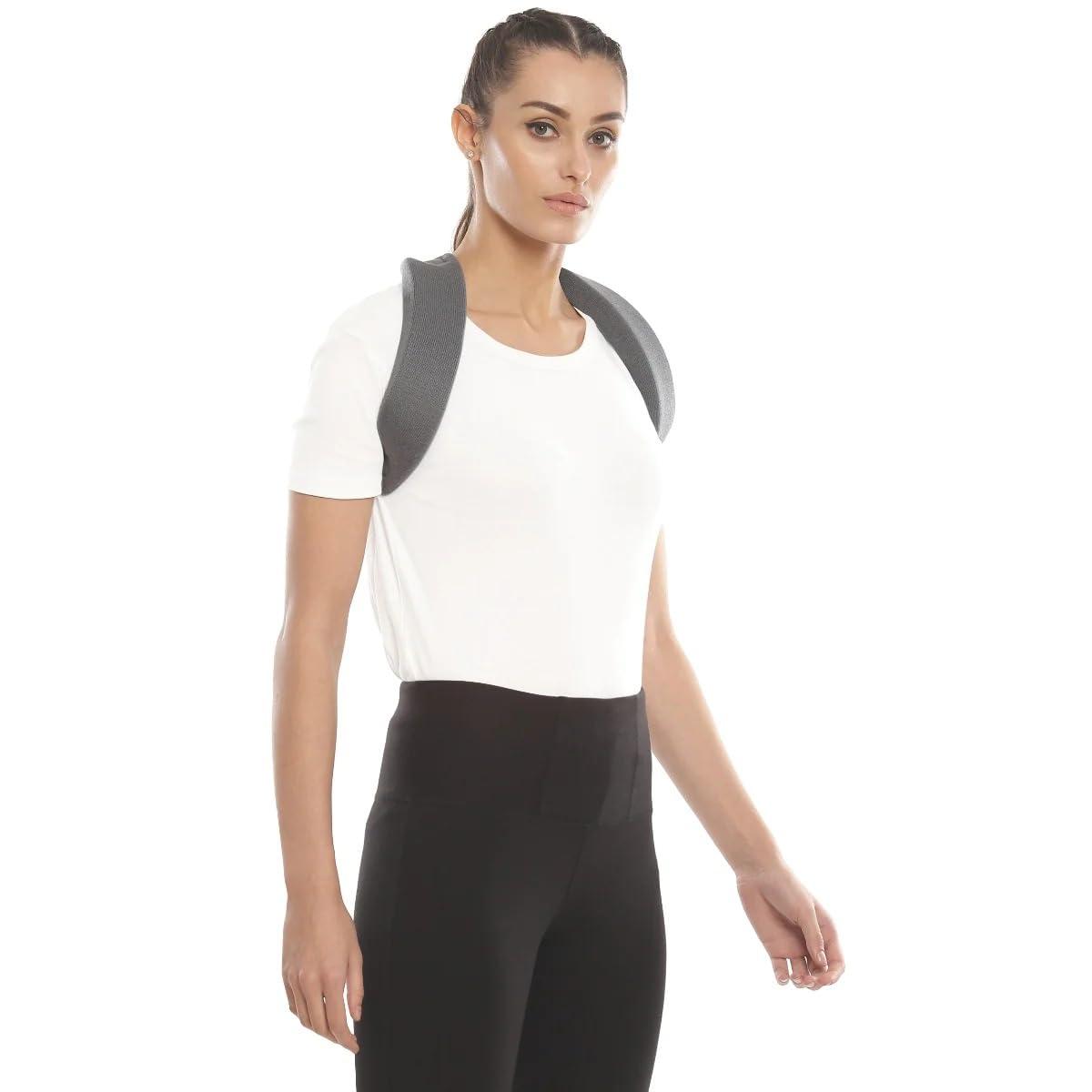 Romsons Clavicle Brace With Velcro|Adjustable Belt For Back & Shoulder Support|Relief from Injury and Fractures|Straightener Brace For Spine & Body Posture Correction|Size - Large