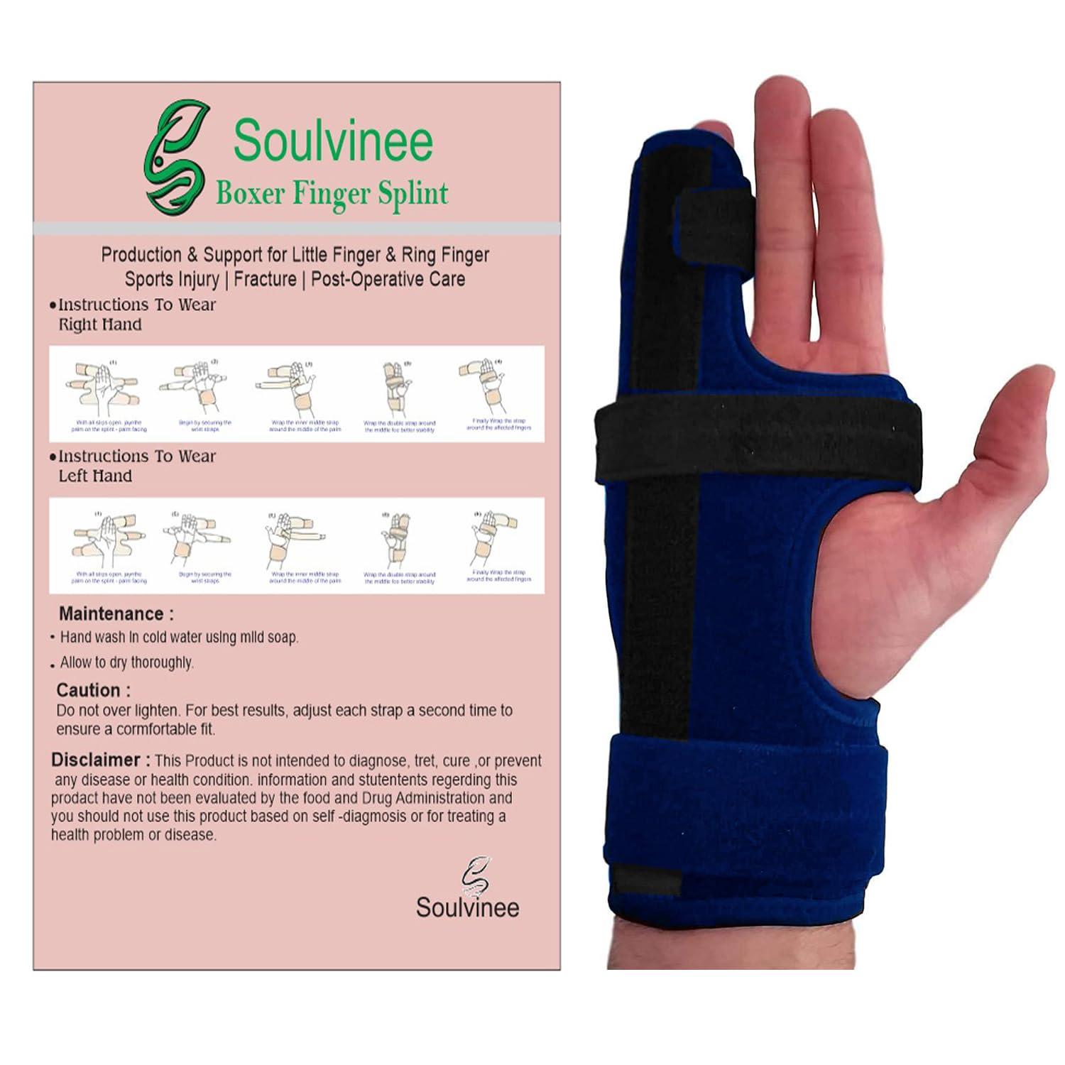 soulvinee soulvinee Boxer Finger Splint - Metacarpal Finger Splint Right Removable Splint for Boxers Fracture - Little and Ring Finger Protection - Fits Left or Right Hand Brace (L)