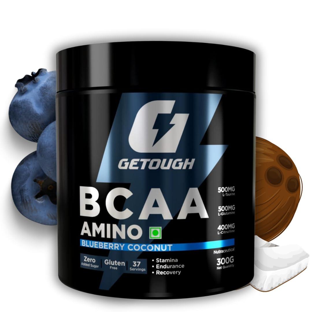 GETOUGH GETOUGH BCAA (Blueberry coconut) WITH L-TAURINE, L-CITRULLINE, L-GLUTAMINE For Muscle Recovery & Endurance - Pre/Post & Intra Workout Supplement 300 gm