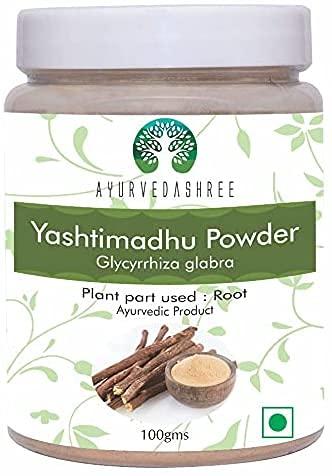 AYURVEDASHREE AYURVEDASHREE Yashtimadhu Powder 100 Gm | Natural Mulethi Powder/Licorice Powder Glycyrrhiza glabra | Supports Lungs, Skin, & Stomach | Mulethi | Vegan | Non GMO | Gluten Free
