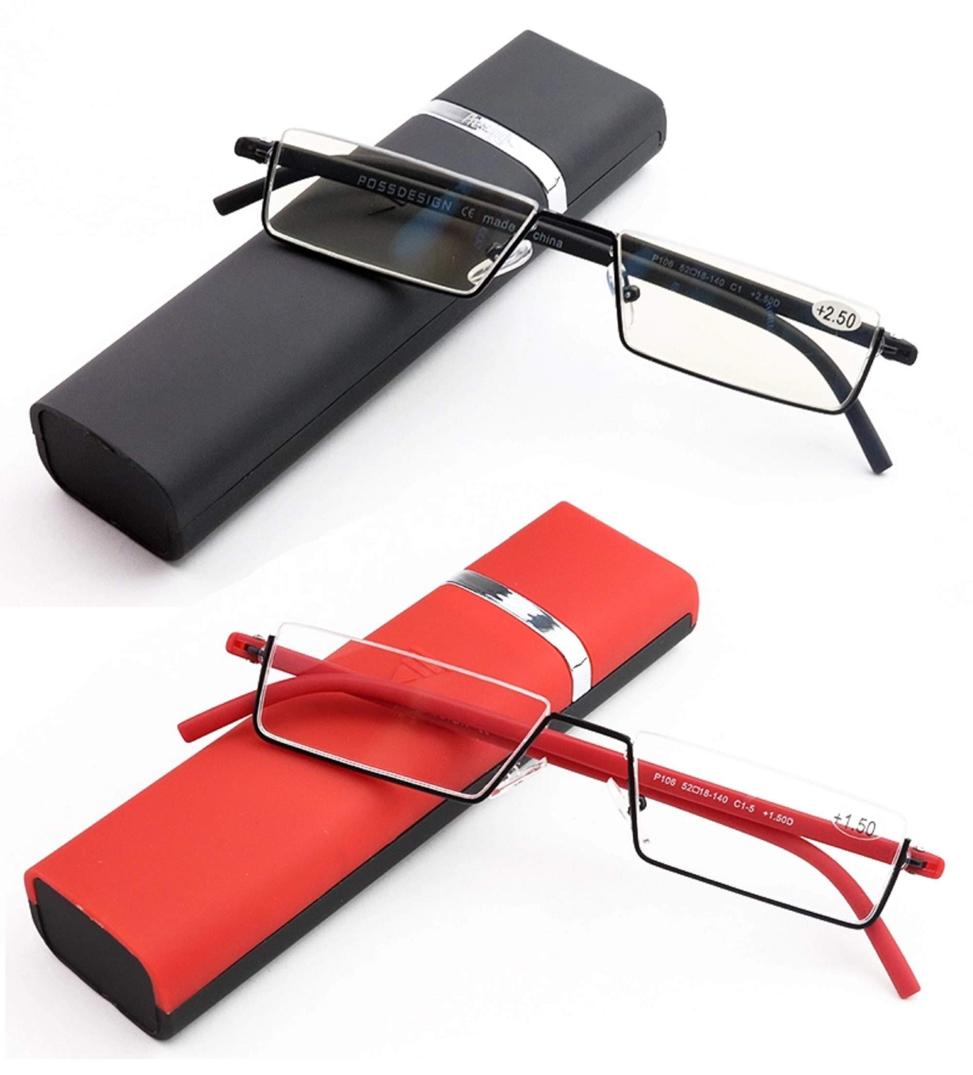 AUGEN Augen Unisex Reading Glasses Blue Cut Anti-Glare Near Distance Rectangular Half Frame (Combo, 3.50), Multicolor (VI-RG-105-Combo+3.50)