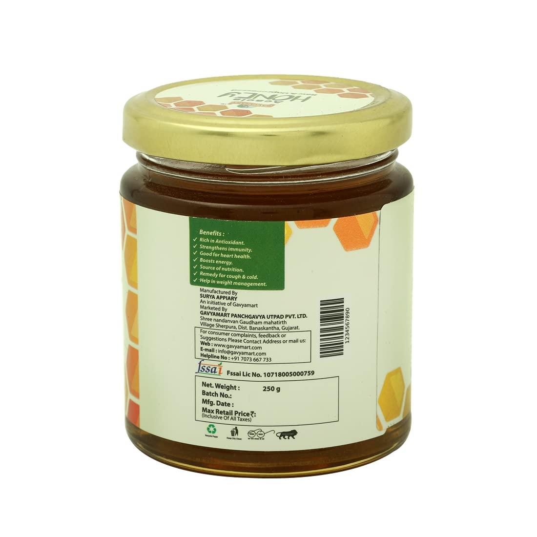 Gavyamart Gavyamart Accacia Honey 250 GM|Pure & Natural Raw Honey|Unpasteurized|Unadulterated|Ethically Sourced & of Natural Origin|May contain Natural Pollen|Organic Honey|Original Honey with No Sugar Adulteration