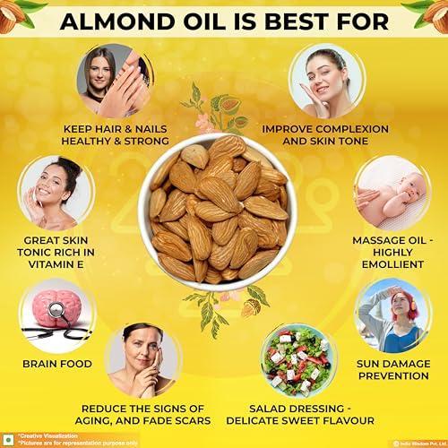 IndicWisdom IndicWisdom Wood Pressed Sweet Almond Oil 100 ml (Cold Pressed Sweet Almond Oil - Extracted on Wooden Churner)