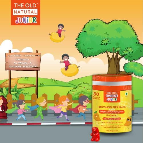 The Old Natural The Old Natural Immuno Booster Fruit Pectin Gummies Perfect Immune Blend With Elderberry Extract, Blueberry Extract, Vitamin C, Vitamin E & Zinc - Tempting Tangy Mango Flavour (Pack of 5-150 Gummies)