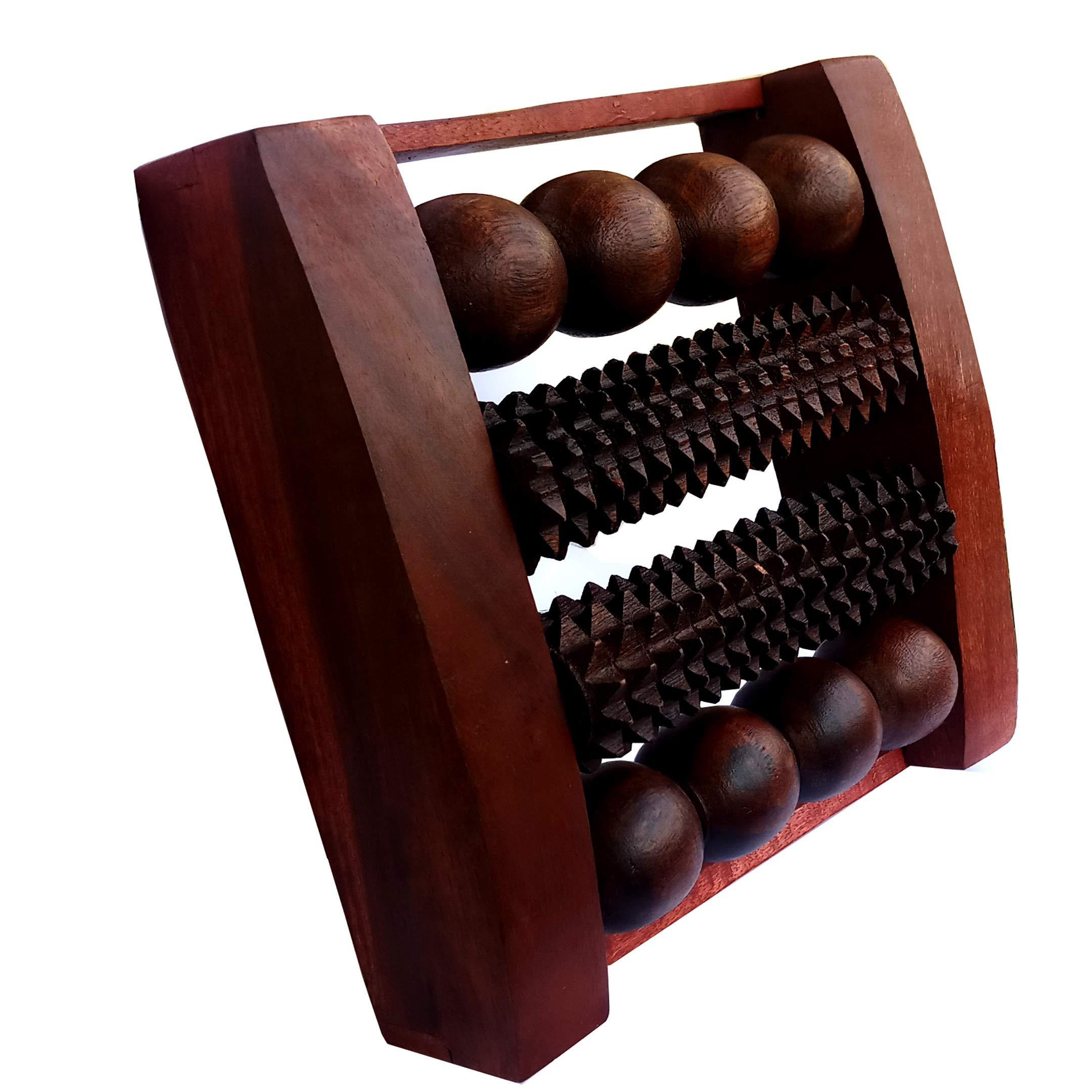 Silistar Silistar Wooden 4-Roller Foot Massager for Body Stress Acupressure Feet cum Mind Care/accupresure foot roller/wooden accupresure pain relief/Accupresure tools