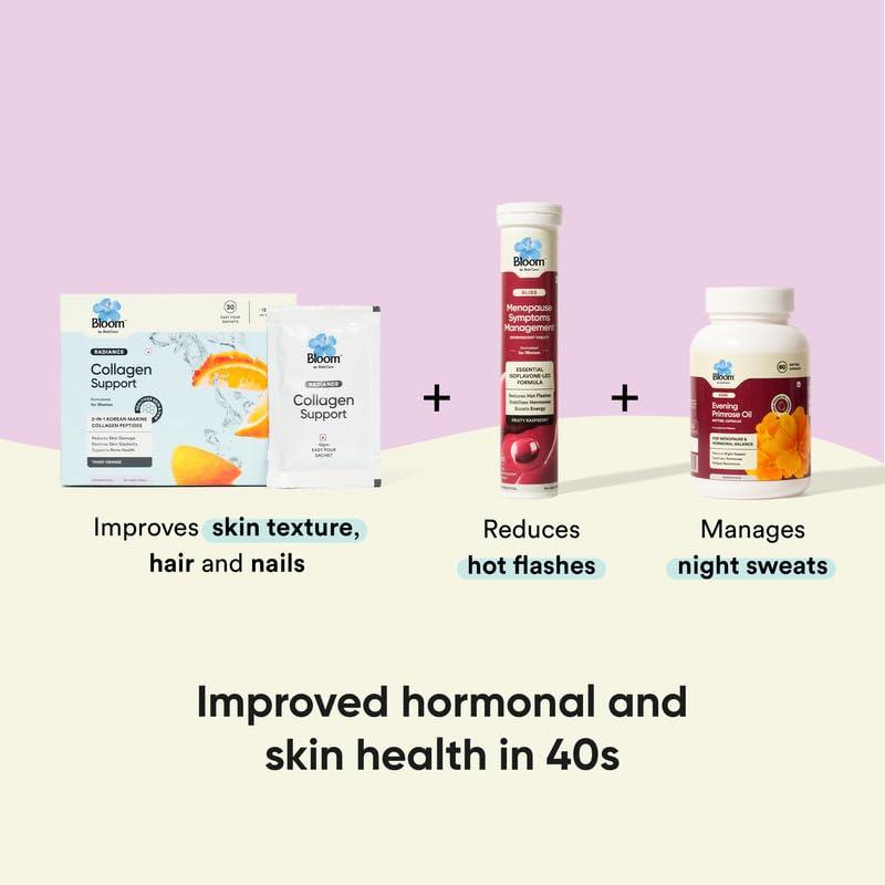 Bloom by Boldcare Bloom Ageless Beauty Kit for Women 40+ | 30 Collagen Powder + Antioxidants Sachets & Menopause Supplement Combo | Reduces Wrinkles & Hormonal Imbalance | Better Skin and Overall Well-being