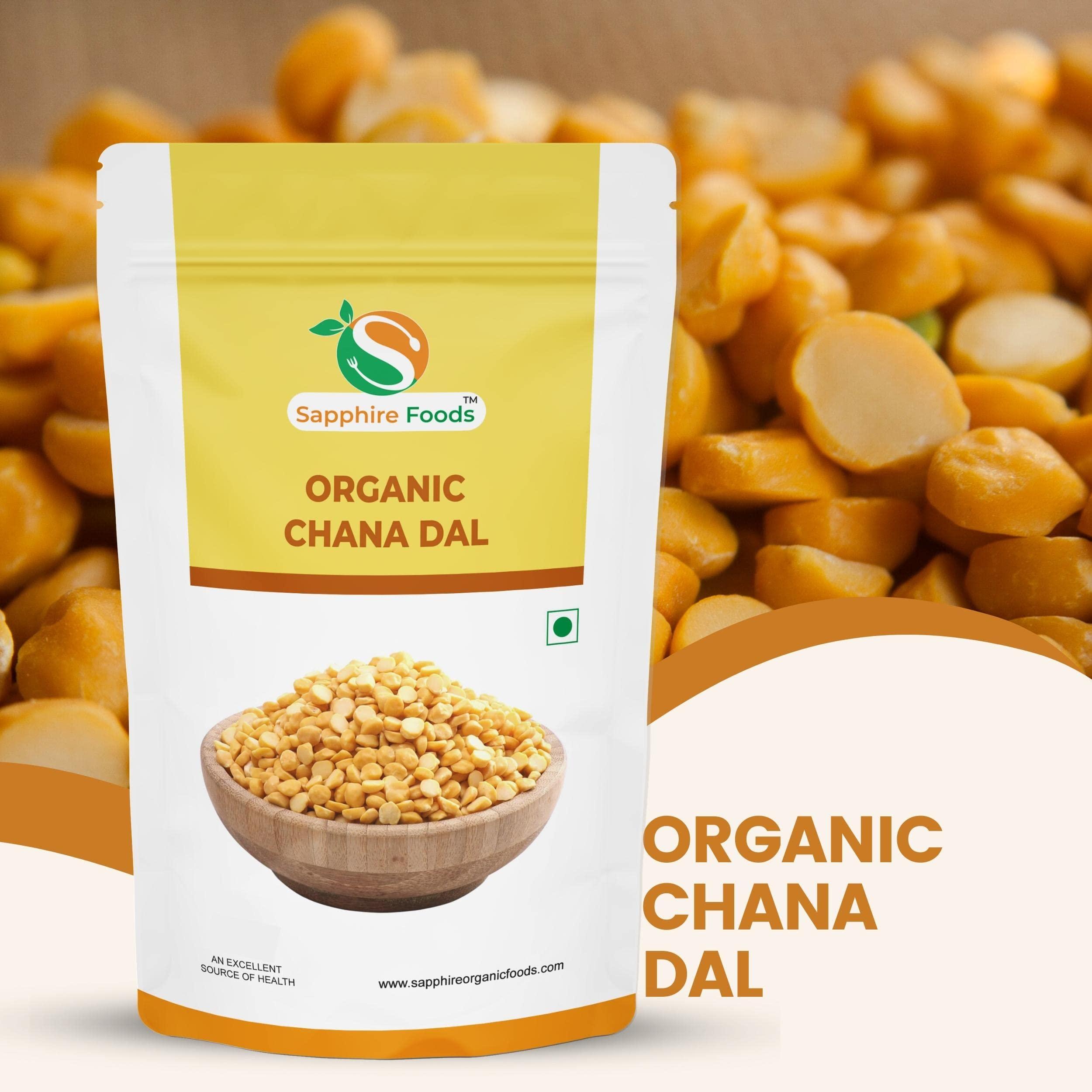 SAPPHIRE FOODS SAPPHIRE FOODS Organic Chana Dal Vegan, Unpolished and Gluten Free Dal (5kg), Pesticide-Free Unpolished Chana Dal | Natural | No Artificial Flavours.