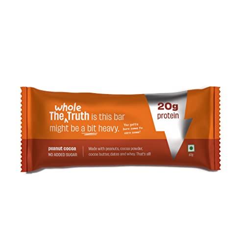 The Whole Truth The Whole Truth - High Protein Peanut Cocoa 20g Protein Bar - Pack of 5 x 67g each - No Added Sugar - No Preservatives - No Artificial Flavours - All Natural