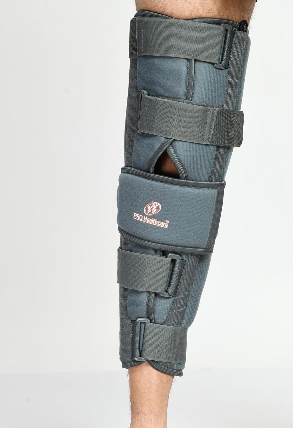 PRO HEALTHCARE PRO HEALTHCARE Knee Immobilizer Brace for Knee Support for Osteoarthritis of knee joint Pain Dislocation Injuries Ligament Tear Wraparound Knee Stabilizer Splint for Men & Women(19\" Long) (XL)