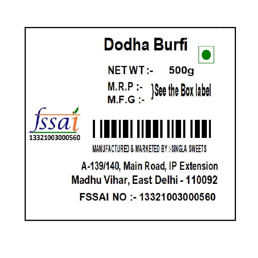 Singla Dodha Burfi Sweets 500g Dry Petha 500g burfi White 500g Combo (Pack 2 * 500, 1Kg)