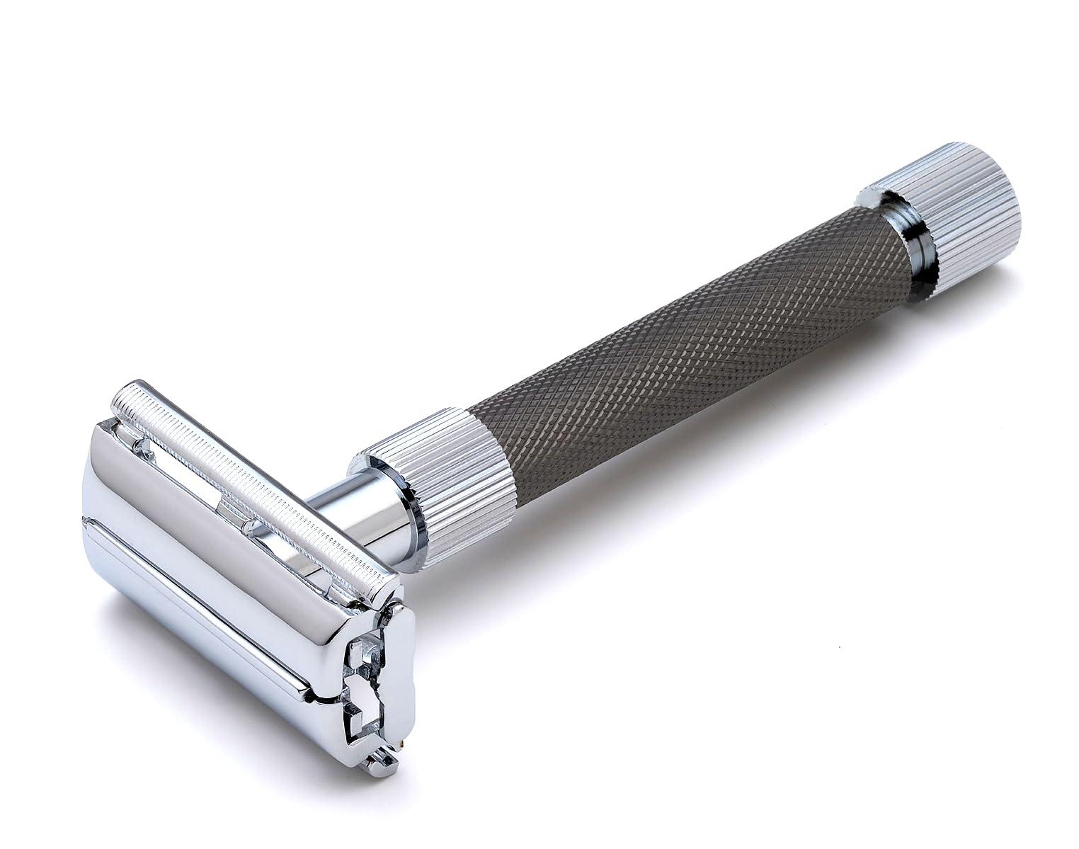 Rolason Rolason Brass Alloy Butterfly open one piece double edge Brass metal safety razor for men (LG95 - Graphite)