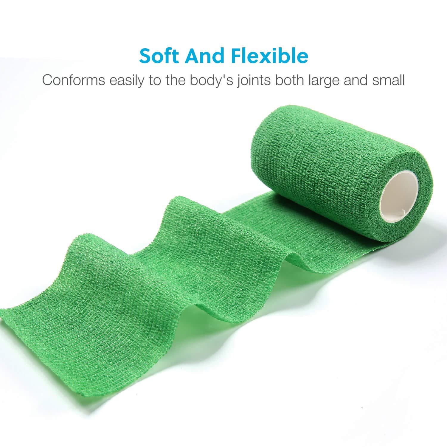 WePet WePet Vet Wrap, Vet Tape Bulk Self-Adherent Gauze Rolls Non-Woven Cohesive Bandage First Aid for Dogs Cats Horses Birds Animals Strong Sports Tape 4 Inch x 3 Rolls (2 Purple, 1 Green)