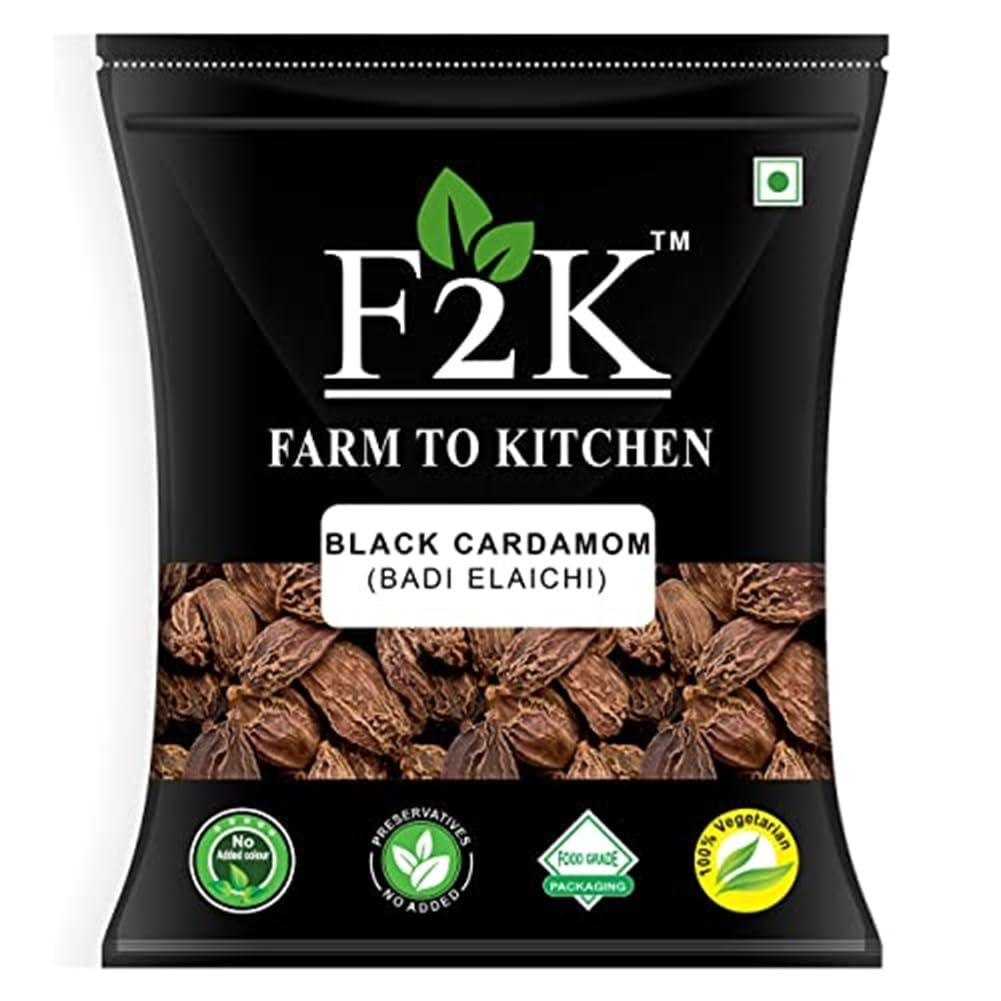 F2K FARM TO KITCHEN F2K Farm to Kitchen Black Cardamom Whole - Badi Elaichi - Premium Big Cardamoms, - 100 Gm