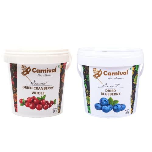 Carnival Carnival Dried Cranberry & Blueberry Combo of 2 (each 250g)| Healthy Snacks | Whole Premium Dried Berries | Dryfruits | Antioxidant Rich