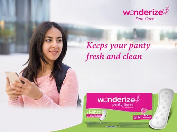 Wonderize Wonderize Ultra Thin Cotton Panty Liners - 72 Liners (Combo of 3) Size – 155mm for Daily Use Freshness and Protection (155mm (72 Count))
