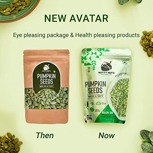 Notty Nuts -FOR A HEALTHY LIFE Notty Nuts Pumpkin Seeds 200g | Raw Pumpkin Seeds for Eating | Immunity Booster Seeds | Protein and Fiber Rich Superfood