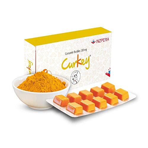 Curkey Pastilles for Quick Relief from Sore Throat from Natural Curcumin Extract from Turmeric | Sugar Free, Mint Flavour - 10 Pastilles (Pack of 1)