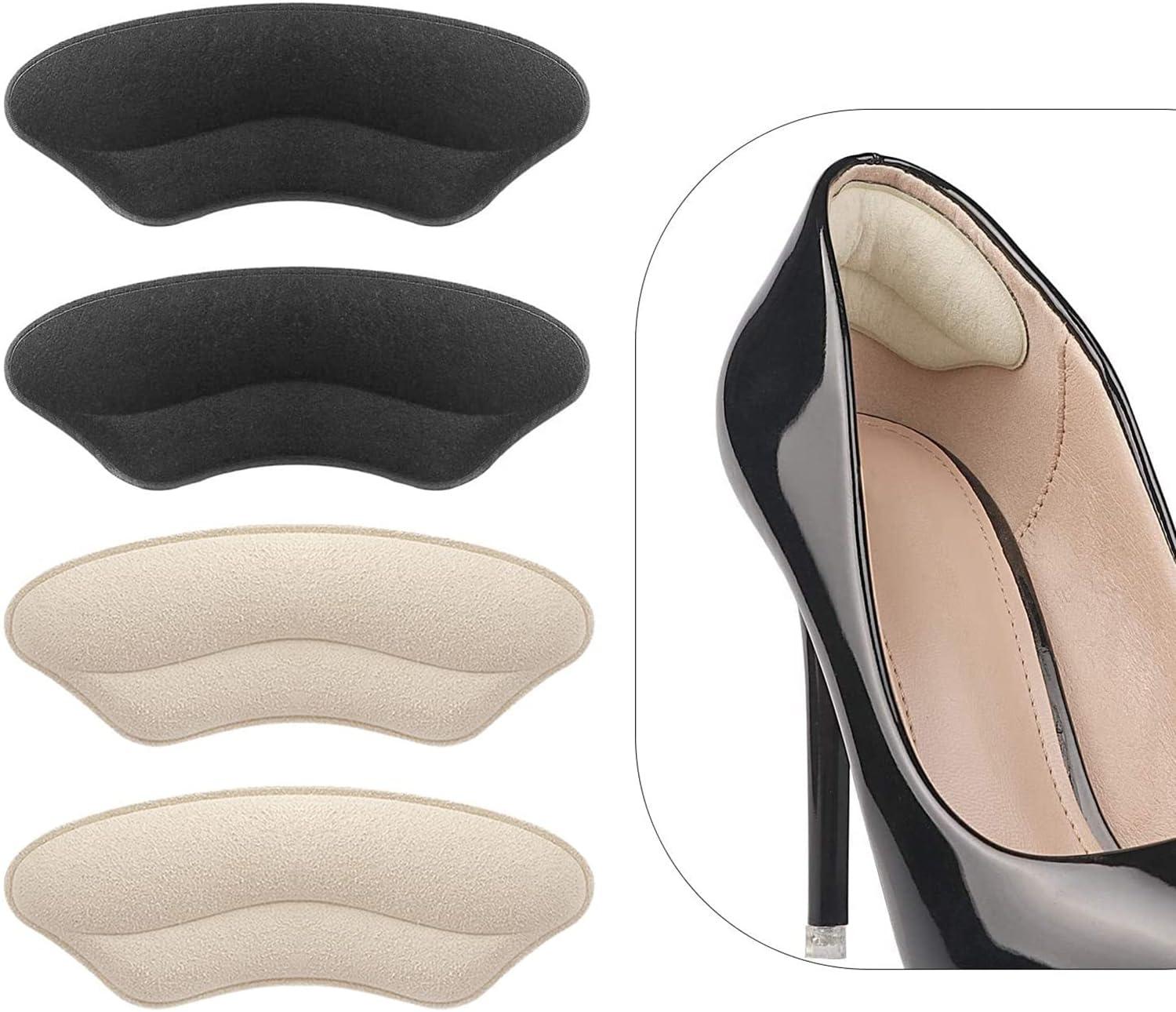 MATIE FIX MATIE FIX Heel Grips Liner Cushions Inserts for Loose Shoes, Heel Pads Snugs for Shoe Too Big Men Women, Filler Improved Shoe Fit and Comfort, Prevent Heel Slip,Blister (4 Pairs )(Pale Apricot+Black)