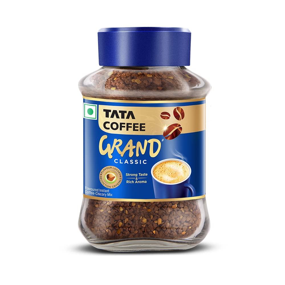 Tata Coffee Grand Tata Coffee Grand Premium Instant Coffee| 200G Pouch, Bag, Powder & Tata Coffee Grand Classic Instant Coffee| With Flavour Locked Decoction Crystals | 95g Jar