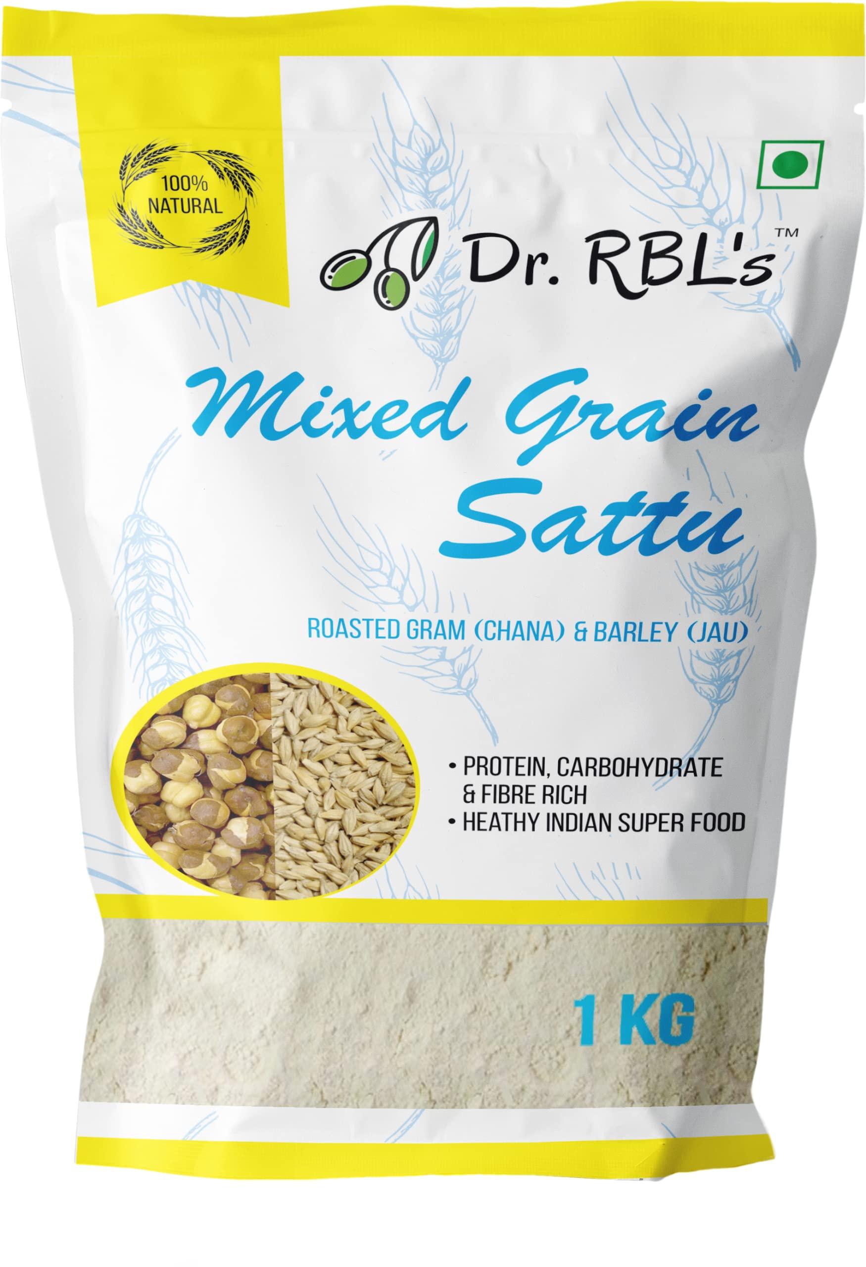 Dr. RBL's Dr. RBL's Sattu Powder | Mixed Grain Sattu Atta - Chana Sattu with Jau | Instant Sattu Drink 100% Natural & Fresh| Fibre - Rich High Protein Sattu Chana Flour | 1Kg Pack