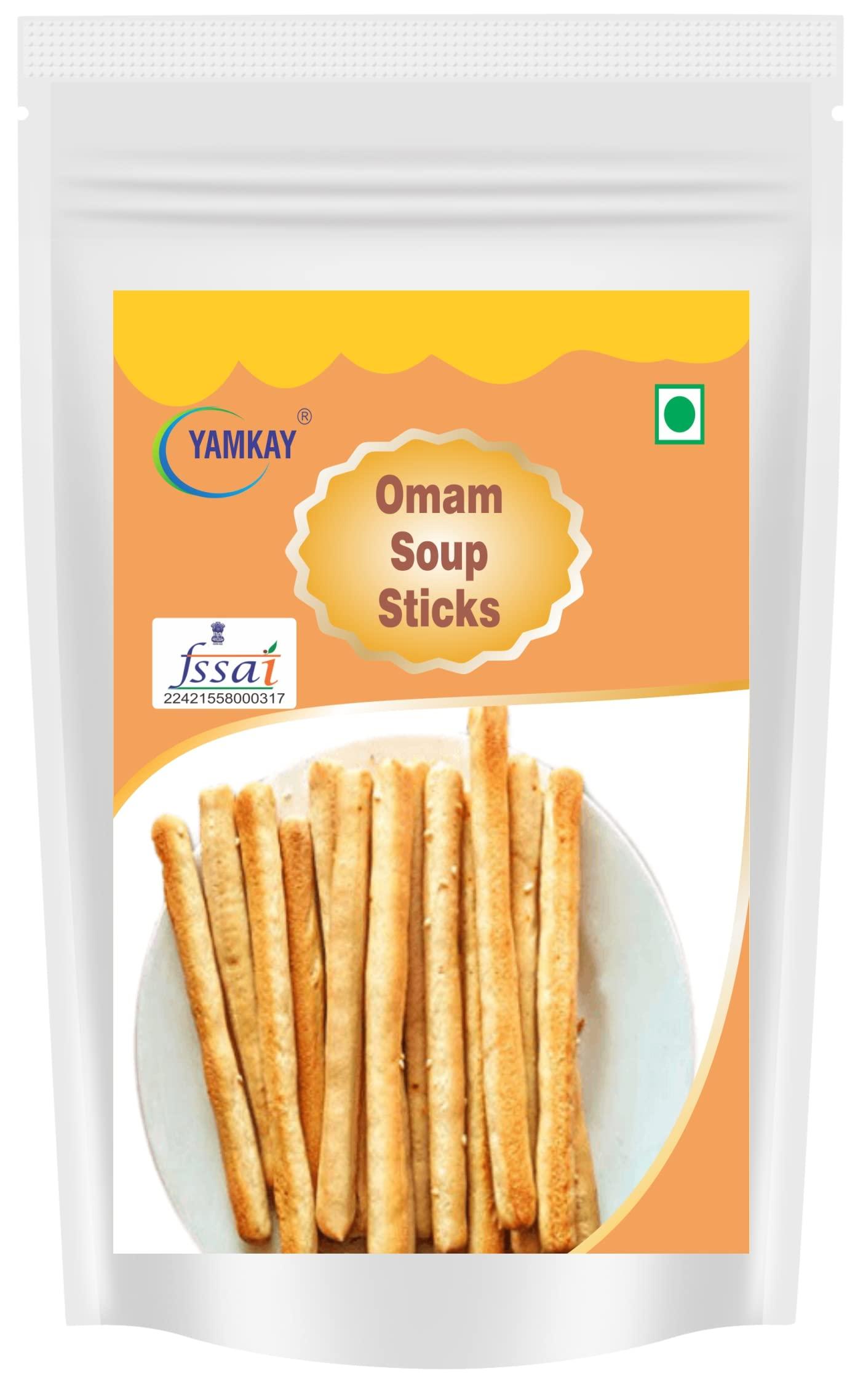 YAMKAY Yamkay Omam Jeera Soup Sticks Tasty & Healthy Perfect Nutritious Snack | Organic Baby Teething Sticks | Traditional Omam Bread Sticks | Whole Wheat Ajwain and Ragi Sesame | Tasty and Healthy | Preservative-free & No Maida 100 GM
