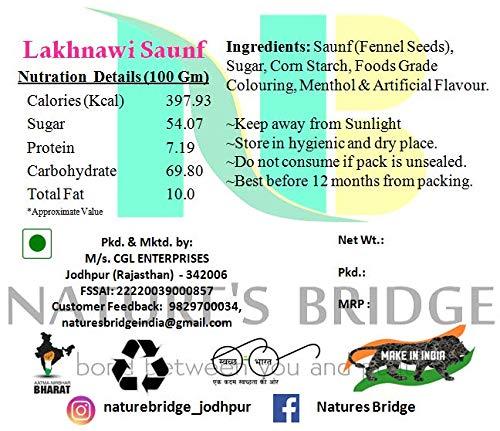 NATURE'S BRIDGE Nature's Bridge Lakhnawi Saunf / Sugar Coated Green Fennel Seeds / Mukhwas / Fennel Mouth Freshener - (200 gm)