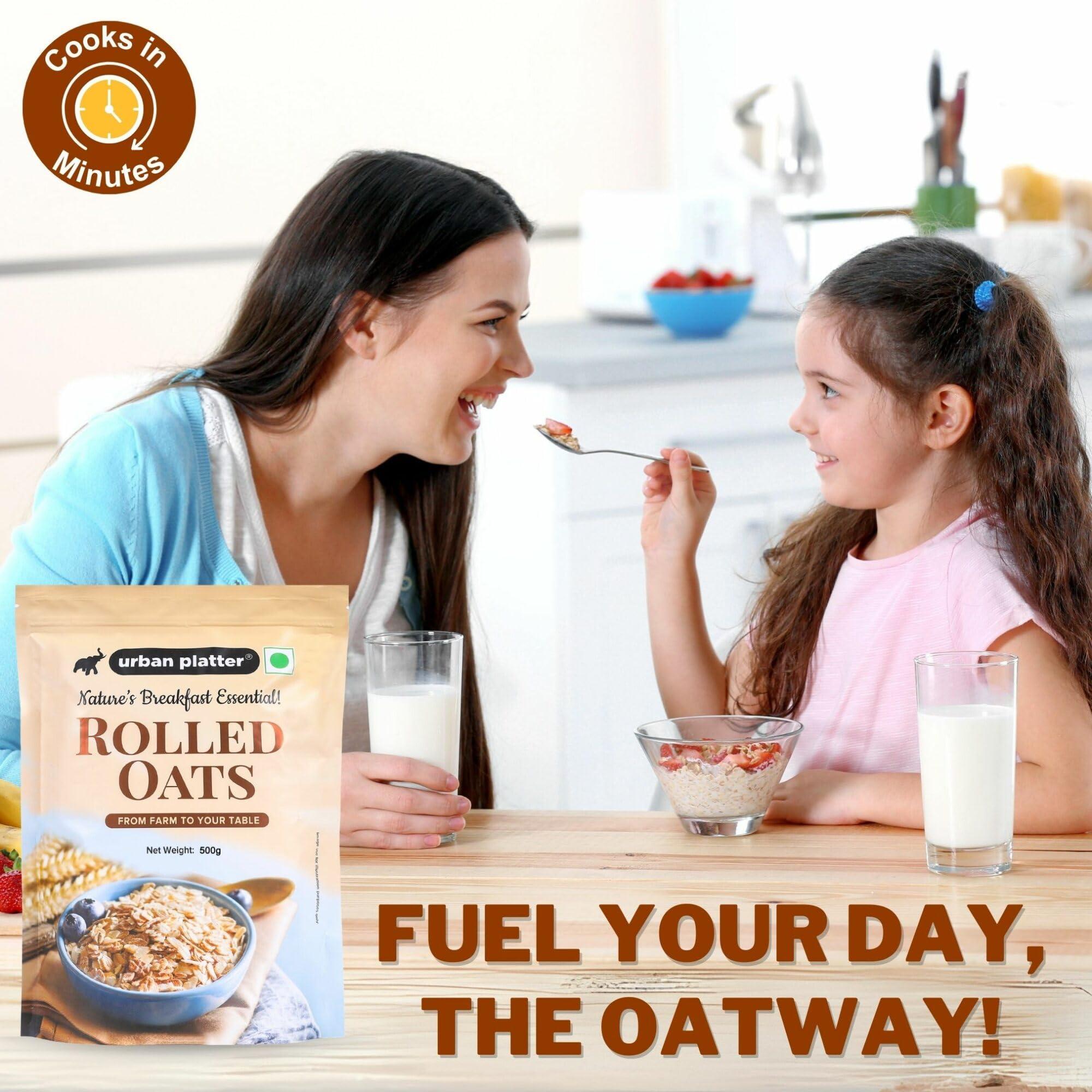 urban platter Urban Platter Rolled Oats, 500g (Whole-Grain Oats | High in Fiber and Protein | Breakfast Cereal I Instant Oats)