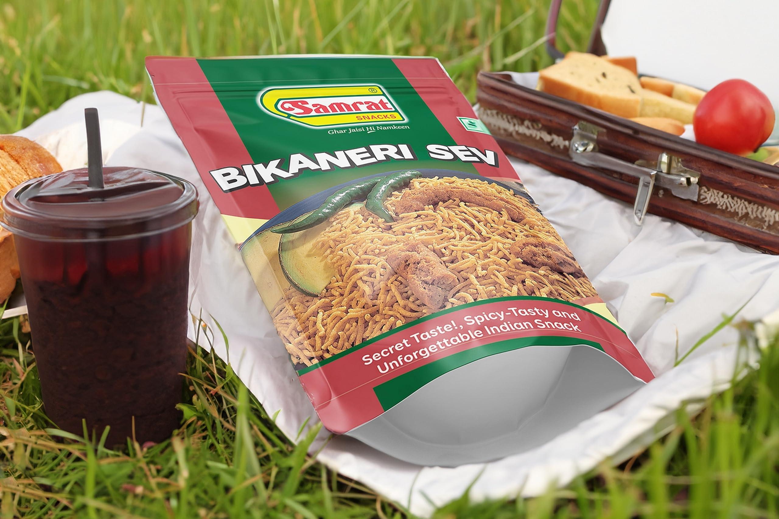 SAMRAT SAMRAT| BIKANERI SEV Crazy Slims Tangy & Crispy Taste Namkeen|Ghar Jaisi Hi Namkeen|Healthy Snacks|Every Day Fresh Indian Snacks |Traditional Indian Snacks| (400G)