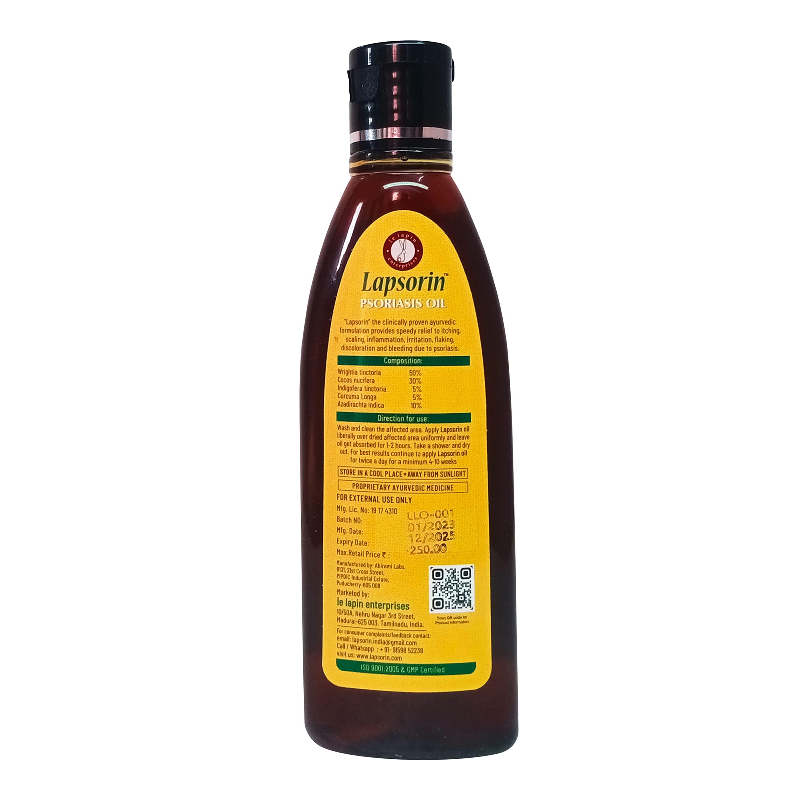 Lapsorin Lapsorin Psoriasis Herbal Oil 100ml - Anti Psoriasis oil for plaque and scalp psoriasis - Ministry of Ayush Approved